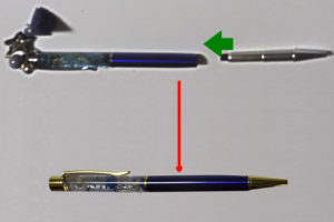 替え芯の交換　　新しい芯をペン先部分に取り付け